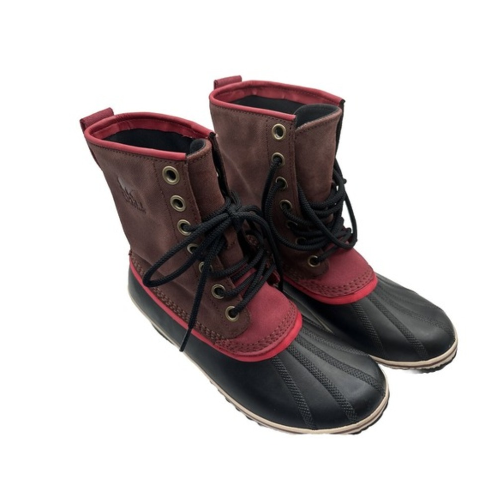 Sorel Waterproof Duck Boots Burgundy Black Lace Up Winter Snow 11 Gorpcore 13-01 - Picture 2 of 13